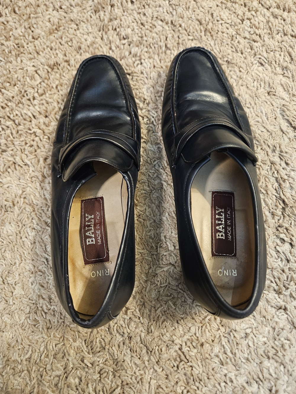 Vintage Bally "Rino" Black Leather Penny Loafers Made In Italy
